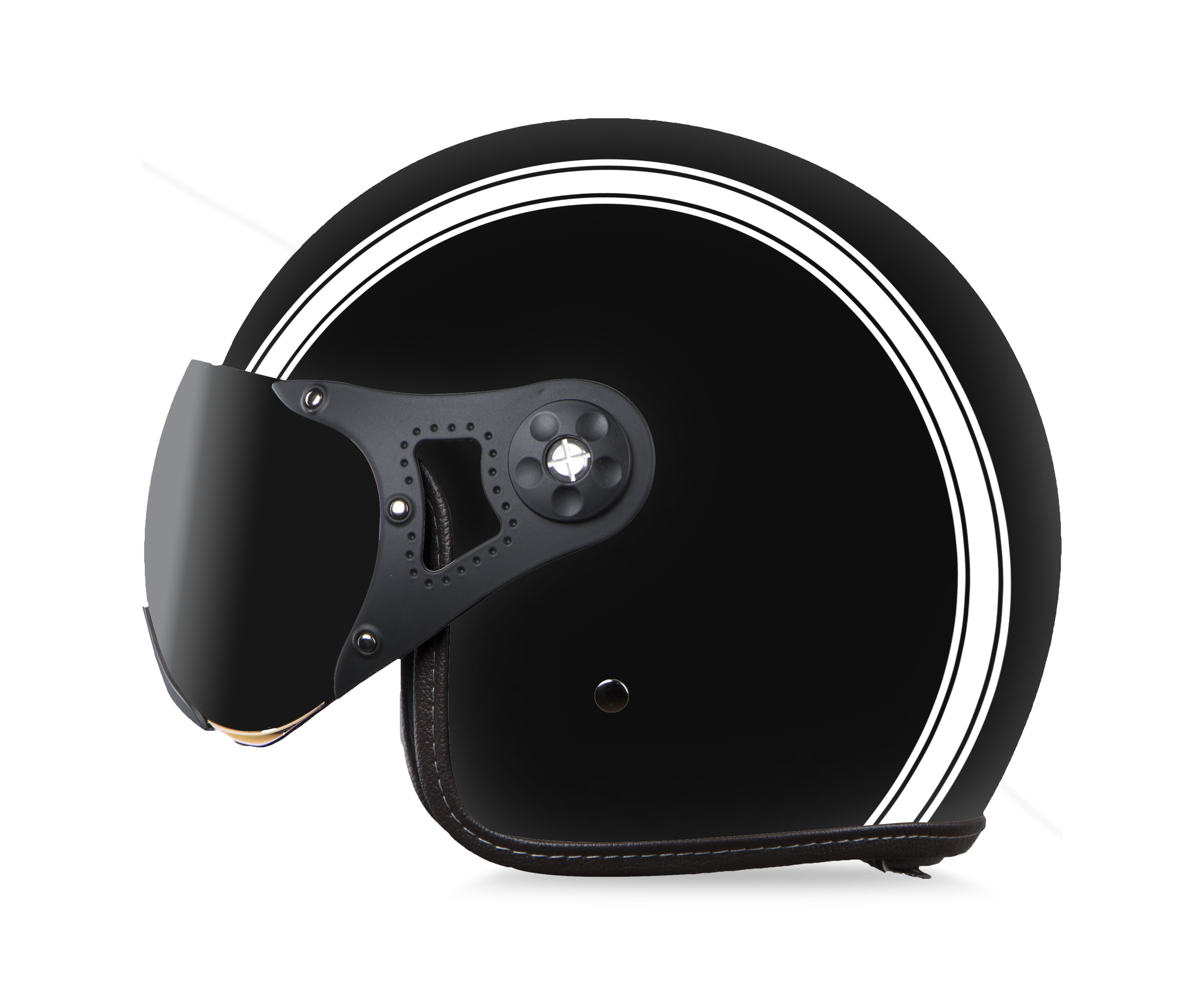 SB-40 DOT STRIPE MAT BLACK WITH WHITE (WITH EXTRA CLEAR VISOR)